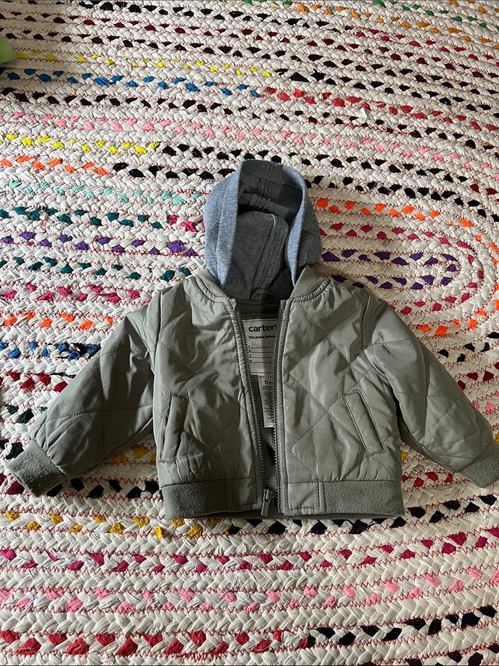 Carter's Quilted Olive Green Hooded Jacket